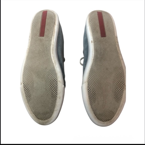 Prada Mid Top Eyelet Cap Toe Gray Sneaker Size 37.5 / US 6.5-7 - Picture 11 of 11